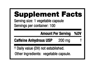 Caffeine (200mg) 100 Vegetable Capsules