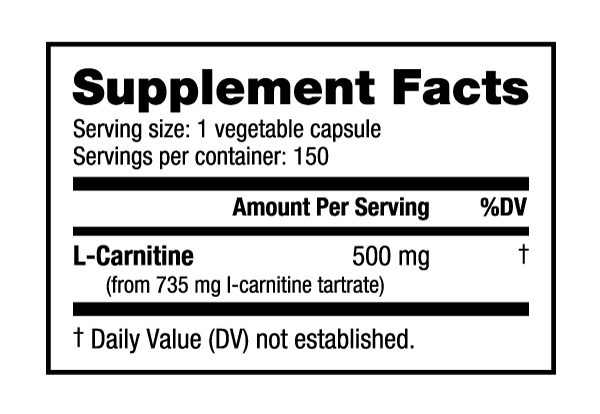 L-Carnitine (500mg; 150 Caps)