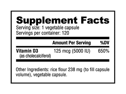 Vitamin D (5000 IU, 90 Veg Caps)